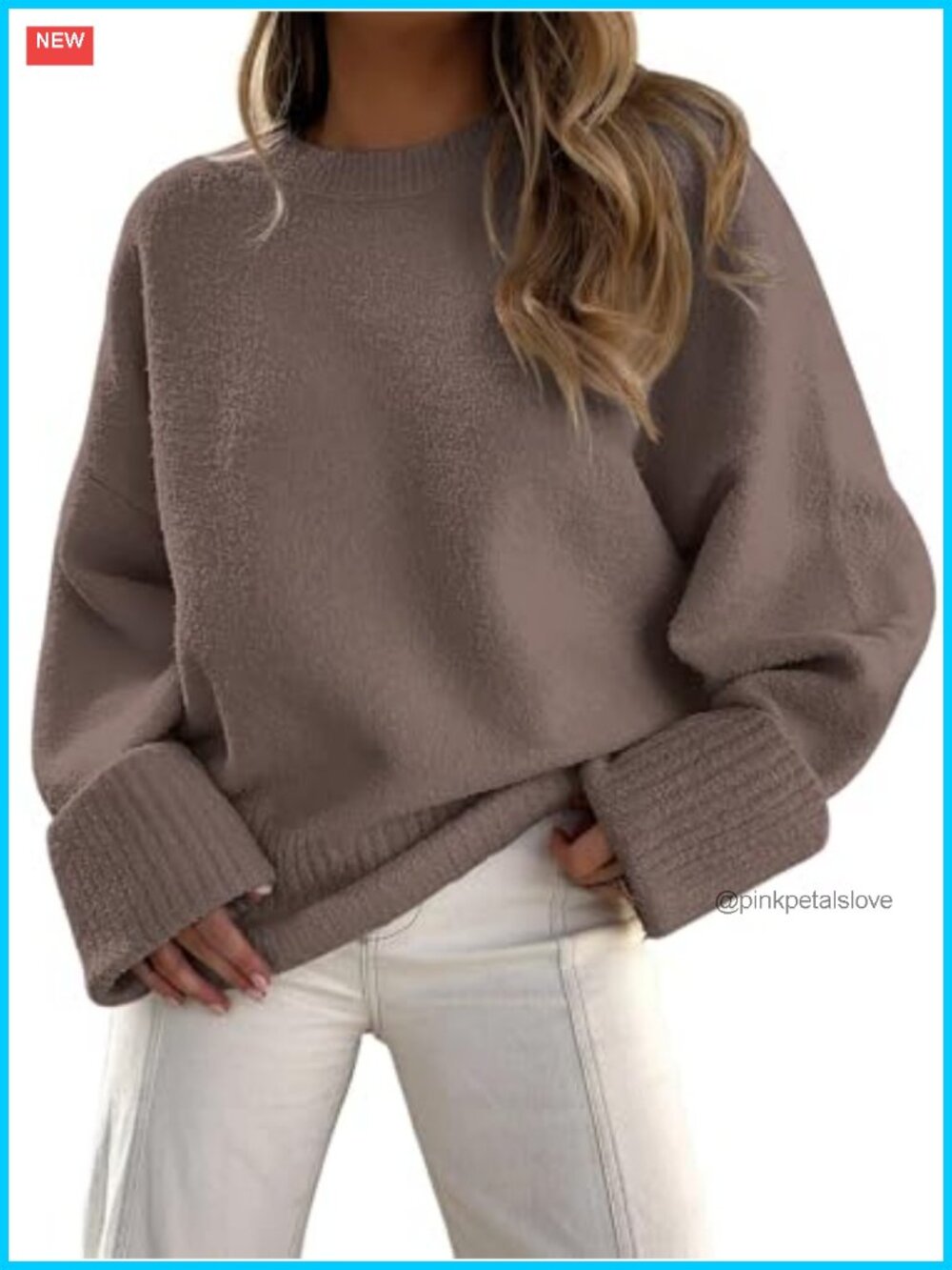 Oversized Warm Cozy Knit Pullover Sweater Fuzzy Ribbed Fall Winter